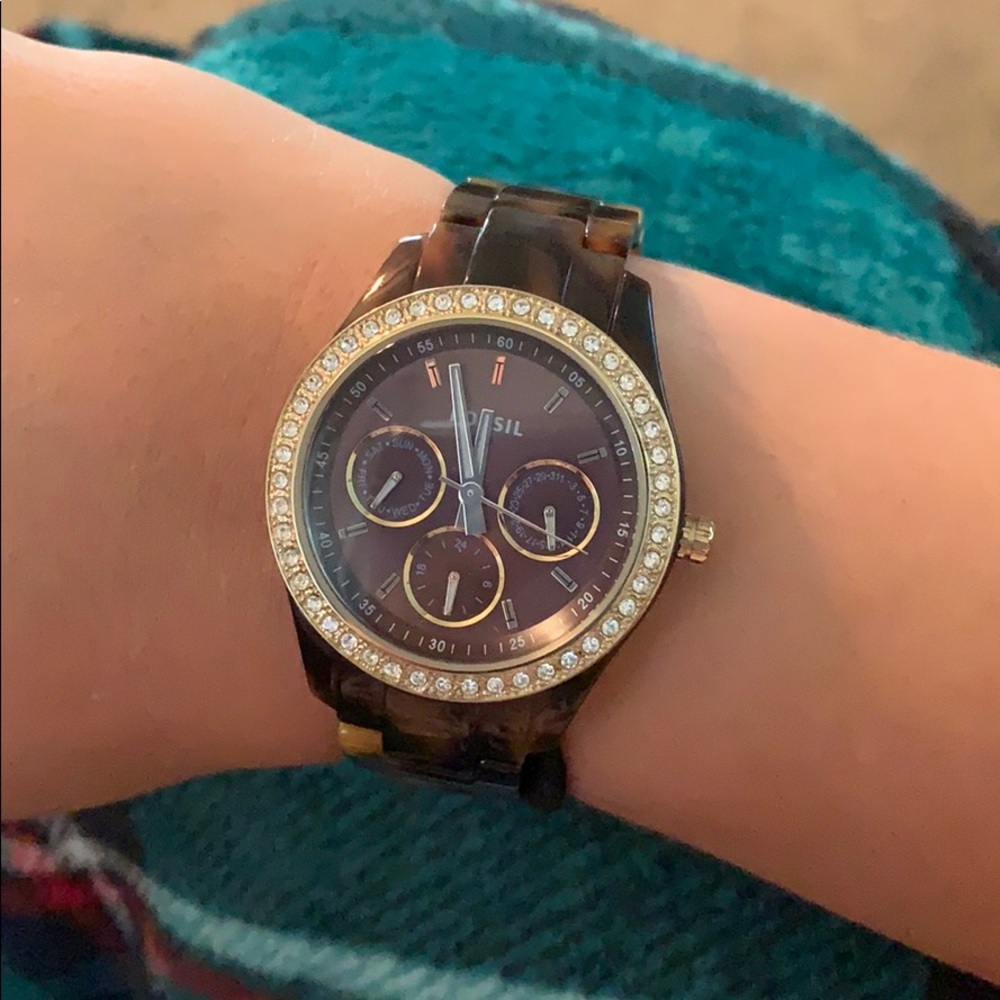 Fossil “Stella” tortoise shell acrylic watch
